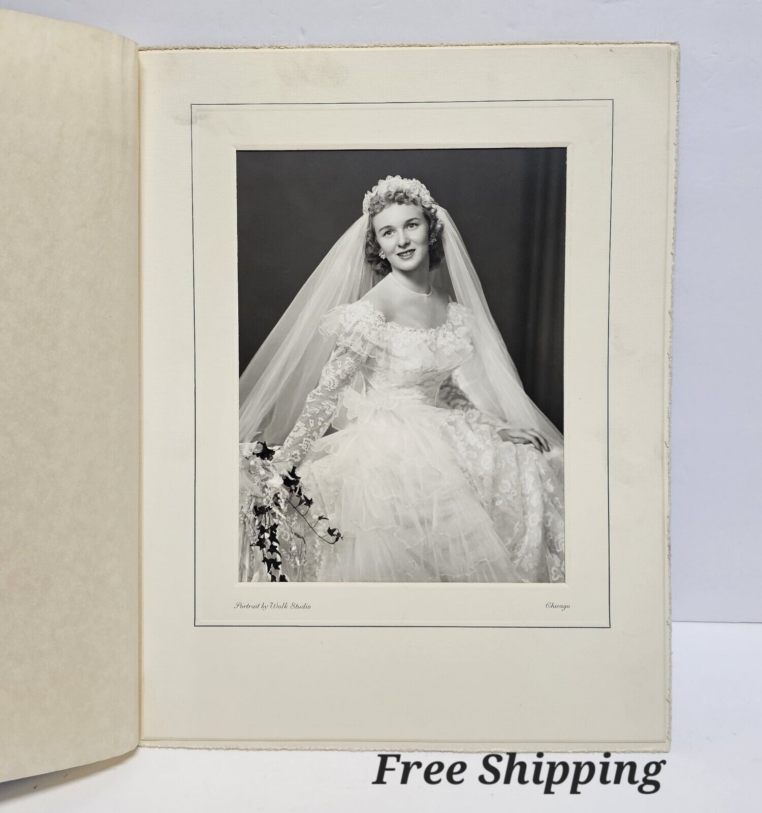 Lot of 5 Vintage Wedding Photos Snapshots Folder Mounted B&W Black & White  GC