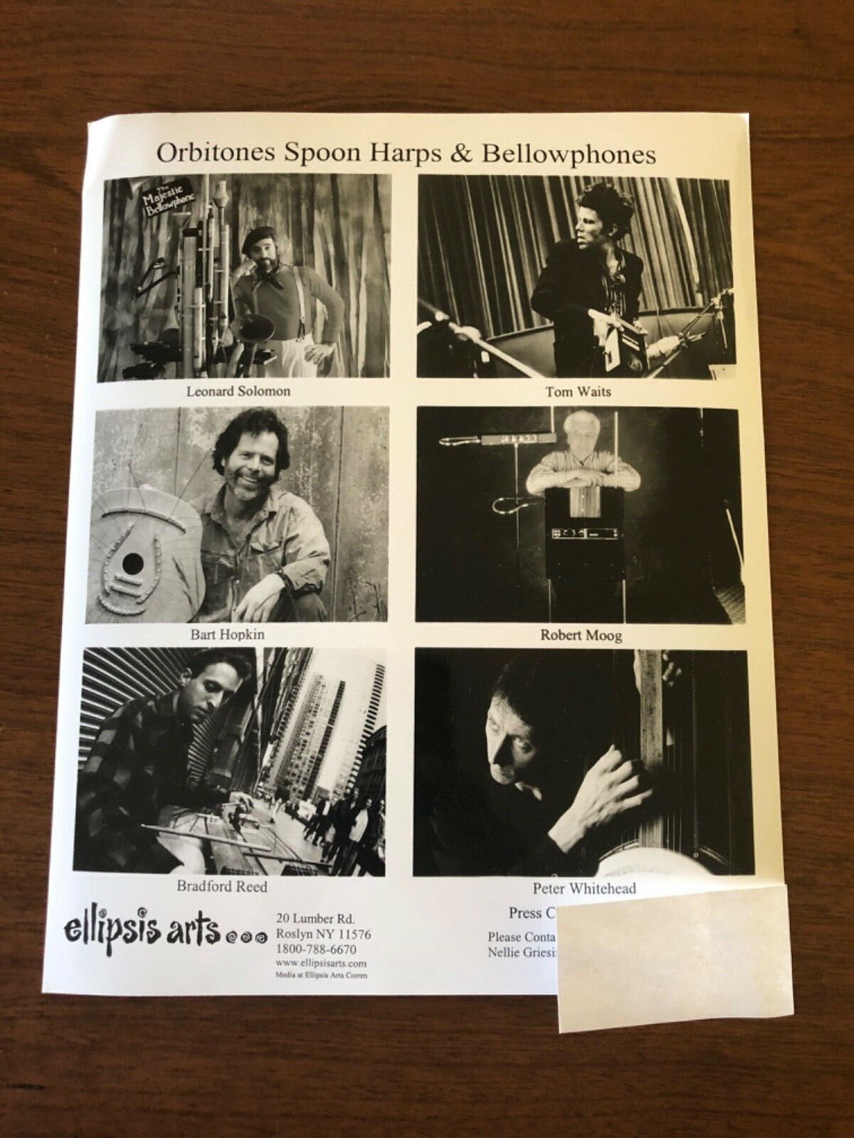 Orbitones Spoon Harps & Bellowphones Rare 8x10 Press Photo - Tom Waits, Rob Moog
