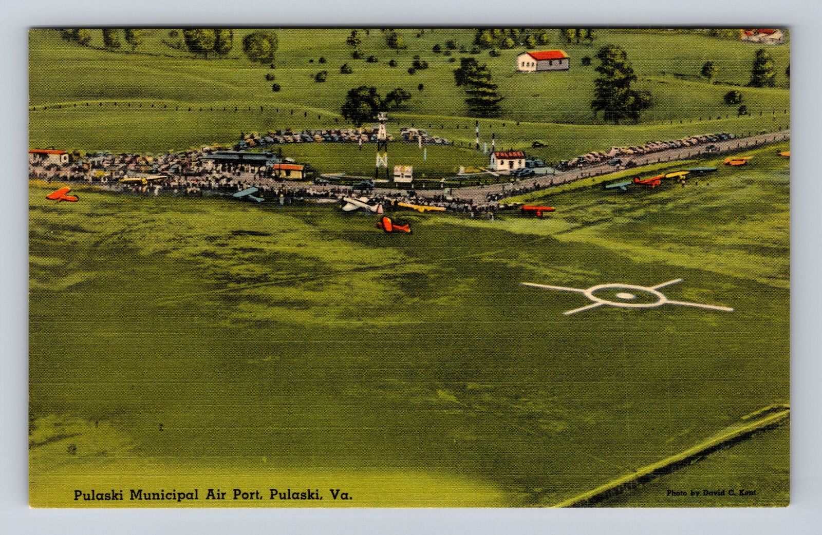 Pulaski VA-Virginia, Aerial View Of Pulaski Municipal Air Port, Vintage Postcard