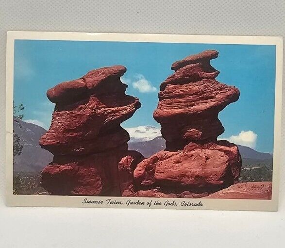 VTG Ephemera Postcard Unposted Siamese Twins Garden of the Gods Vista Pikes Peak
