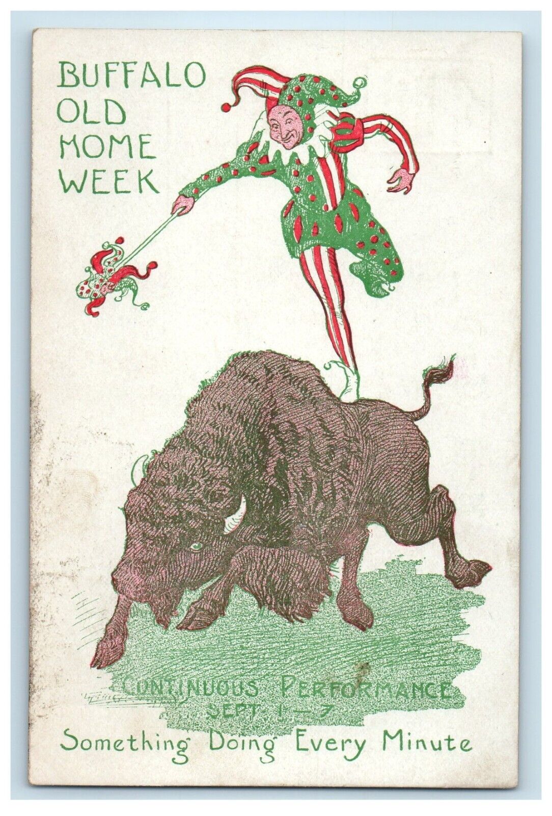 c1910's Buffalo Old Home Week Jester Clown New York NY Circus Postcard