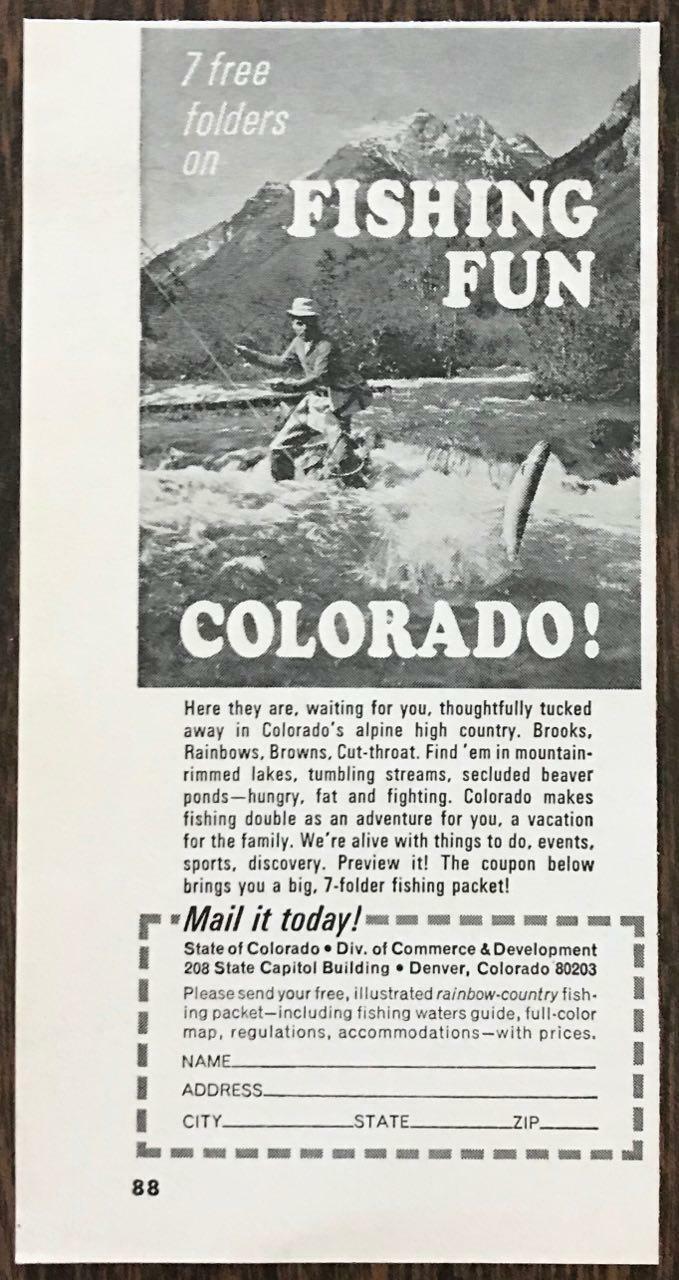 1967 Colorado Tourism Print Ad Fishing Fun Colorado's Alpine High Country