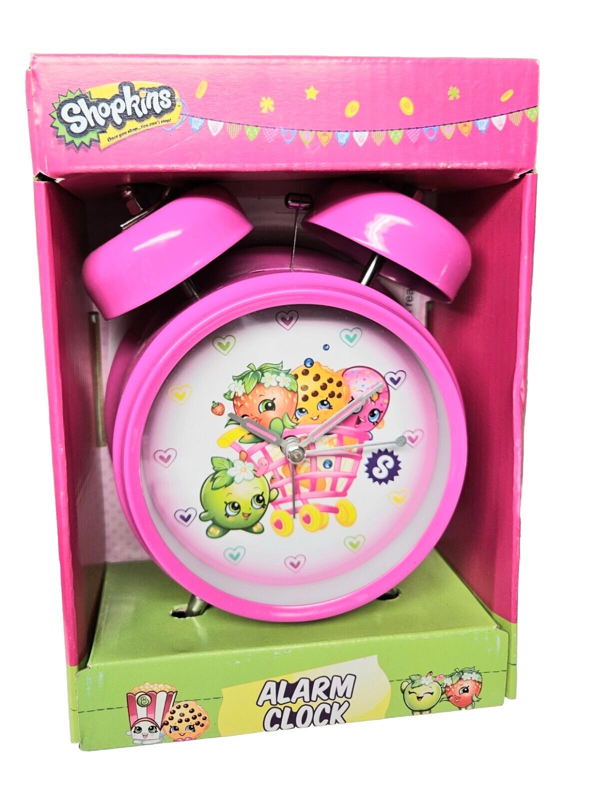 Shopkins Alarm Clock for Children/Kids Desk Clock Bell Ringer Analog Display MIB