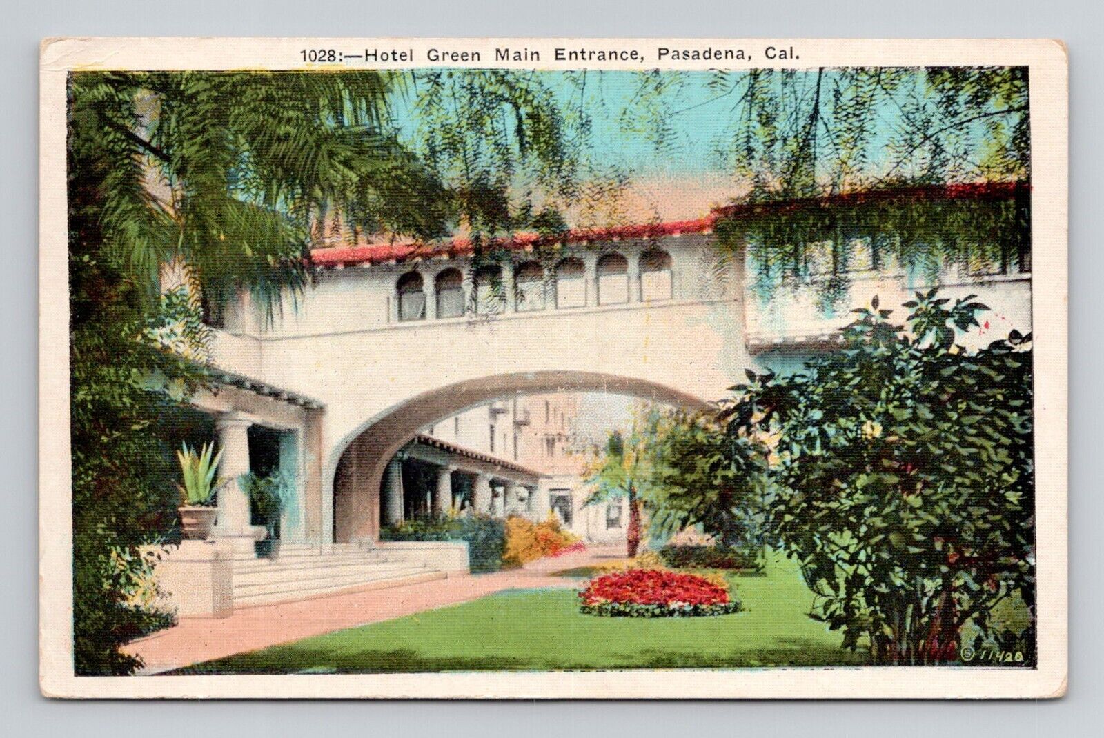 Postcard Hotel Green in Pasadena California CA, Vintage D12