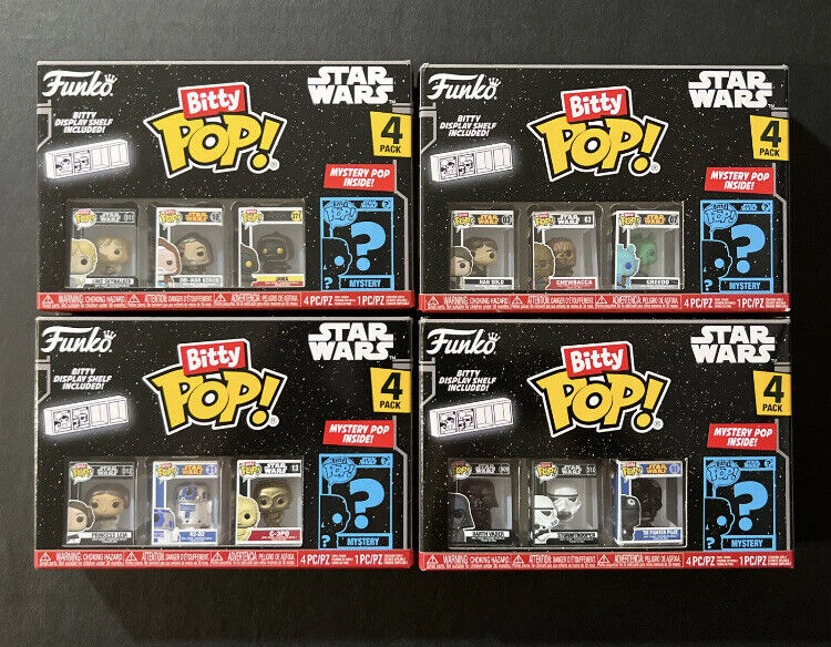 Funko Bitty Pop Lot (4) Star Wars Series 1 to Series 4 Mini Figure Sets
