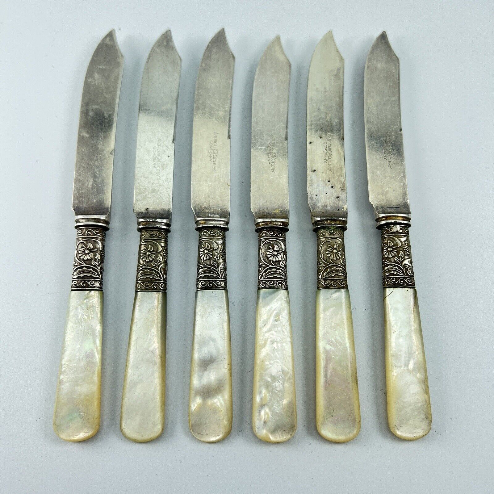  American Cutlery Fruit Knife Mother Of Pearl Handled Flatware 5 7/8 6Pc Set