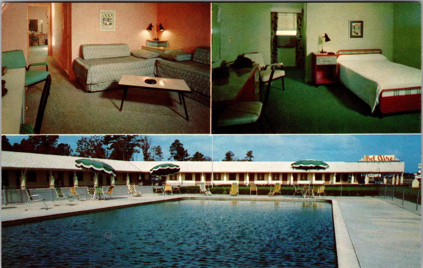 Norfolk VA-Virgina, Bel Aire Motel, Interior View, Vintage Postcard