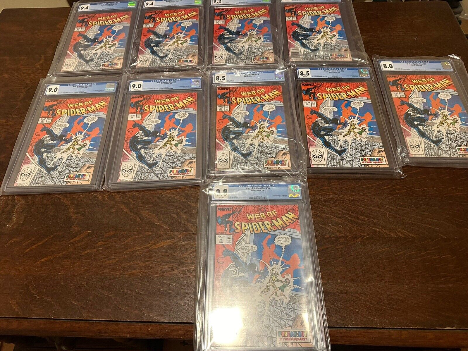 Web of Spider-Man 36 CGC 9.8 (White Pages TOMBSTONE 3/88) + 9.4,9.2,9.0,8.5,8.0