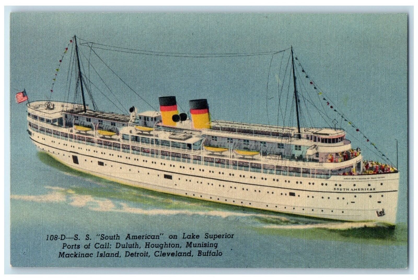 c1940's Steamship South American On Lake Superior Buffalo New York NY Postcard