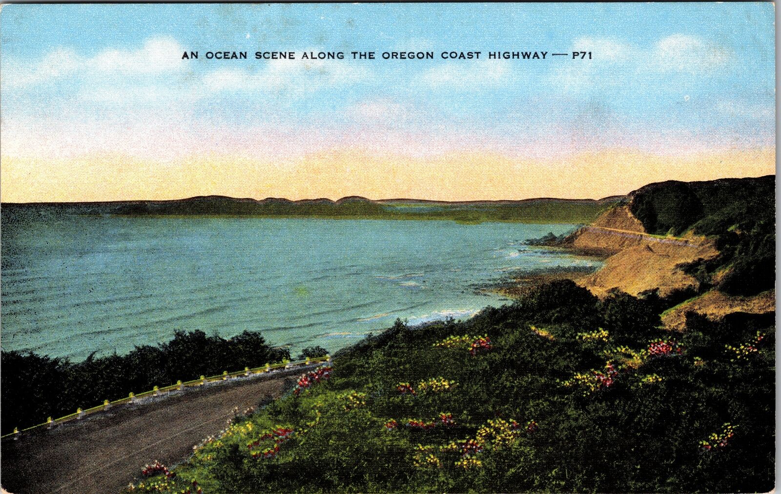 OR-Oregon Scenic Coast Highway, Ocean View Vintage Souvenir Postcard