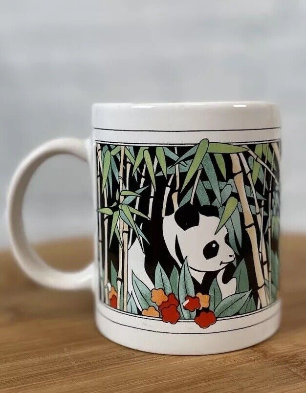 VTG Pandas Eating Bamboo Coffee Tea Mug  Nature Animal Collect Finest ceramics