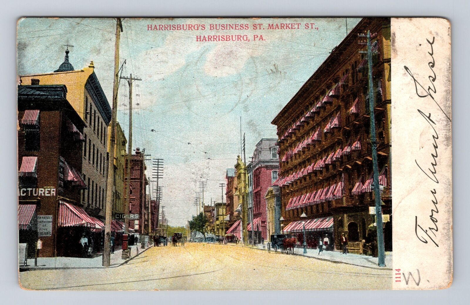 Harrisburg PA-Pennsylvania Harrisburg Business St Market Vintage c1906 Postcard