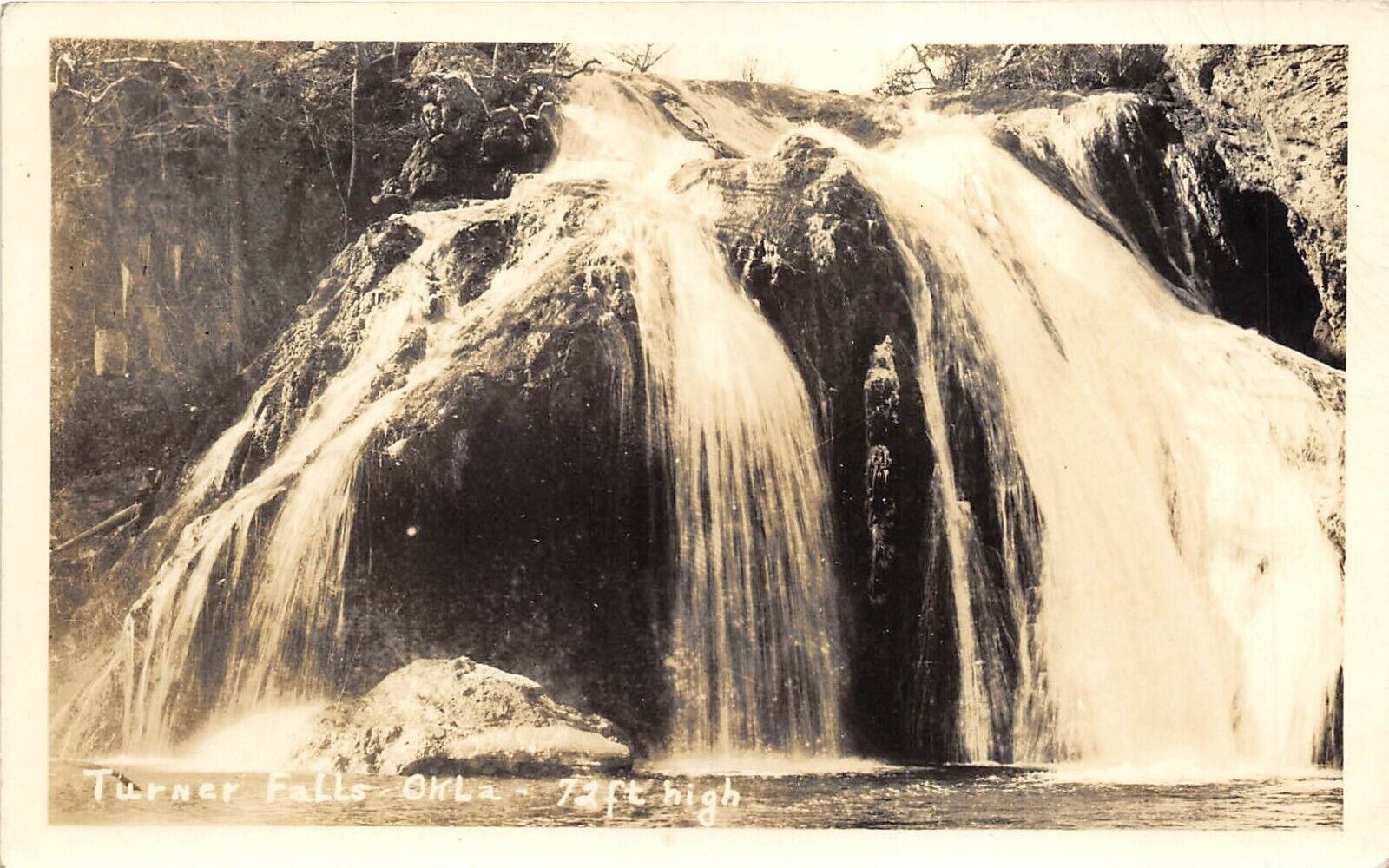 Turner Falls Oklahoma 1940s RPPC Real Photo Postcard Waterfall 72Ft ...