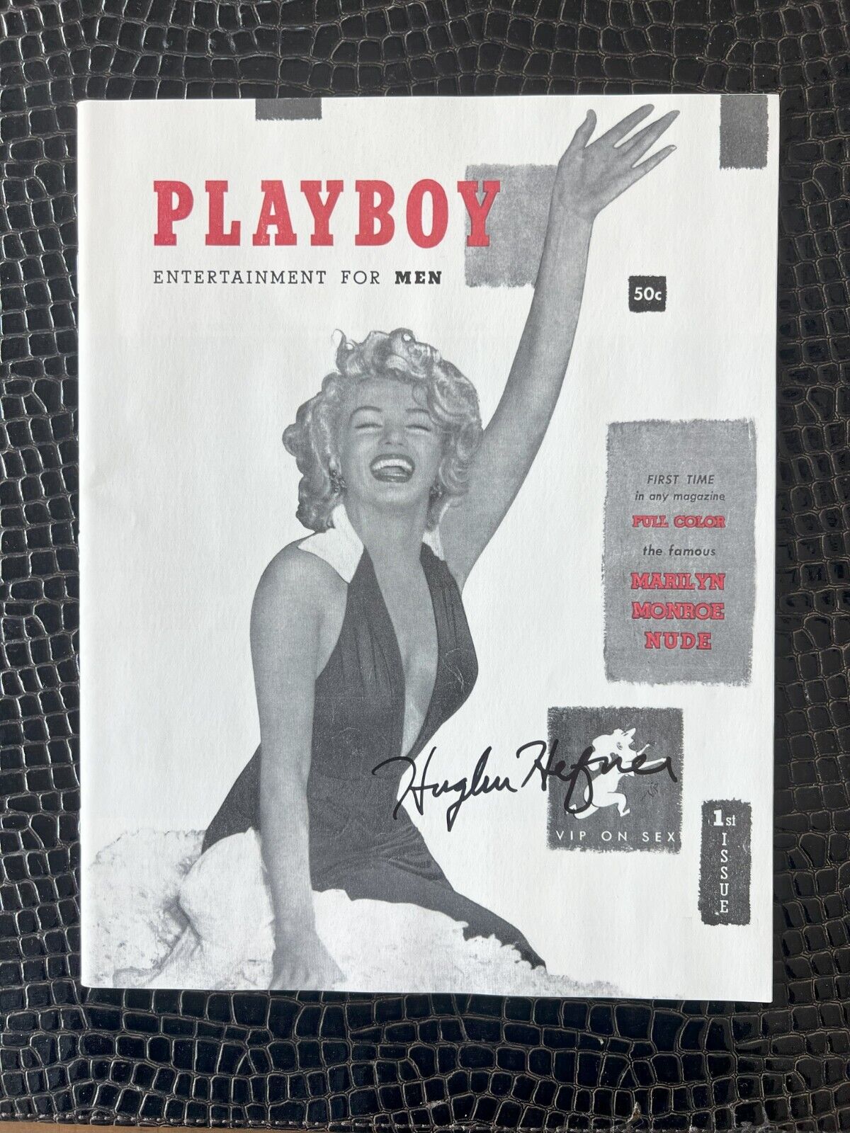 Hugh Hefner Signed 1953 Playboy Issue 1 Reprint (Rare) Mint Condition  