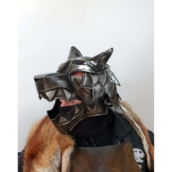 Medieval Blackened 18 Gauge Steel Larp Great Wolf Helmet Halloween