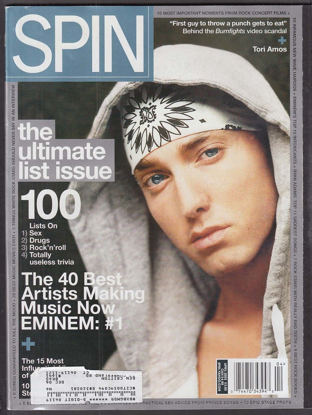SPIN Eminem Tori Amos Bumfights Prince U2 Rapture + 4 2003