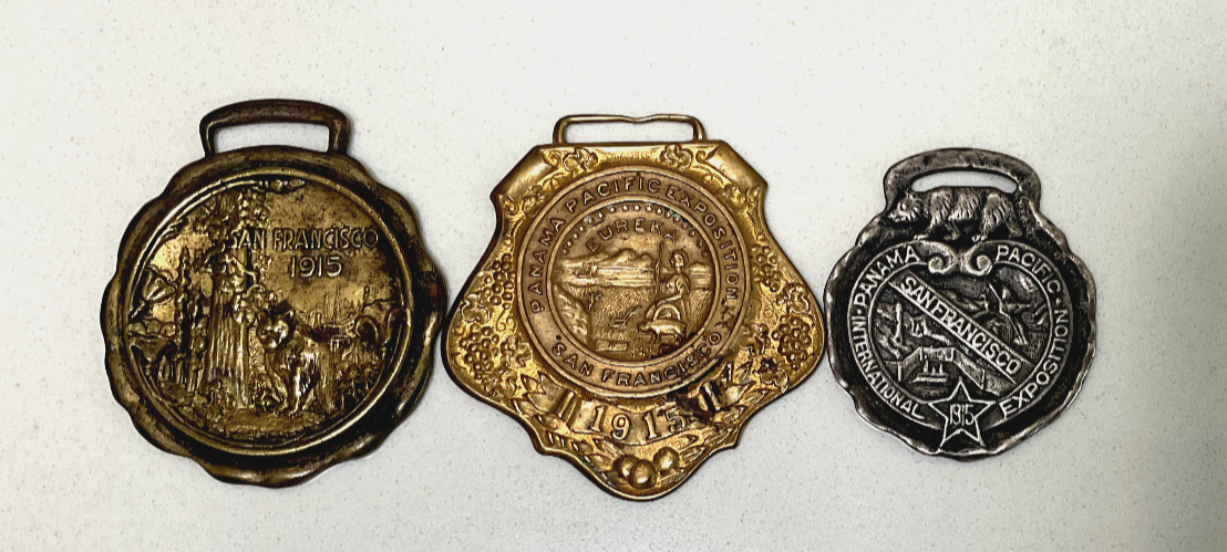 Panama Pacific International Exposition PPIE Lot of 3 Watch Fobs 1915
