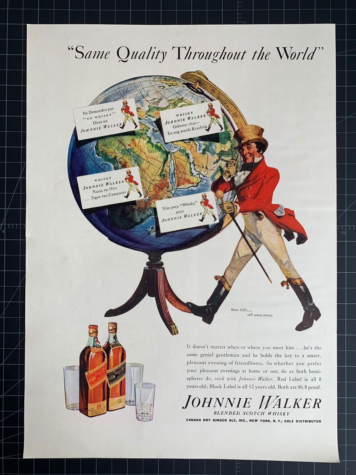 Vintage 1937 Johnnie Walker Whiskey Print Ad