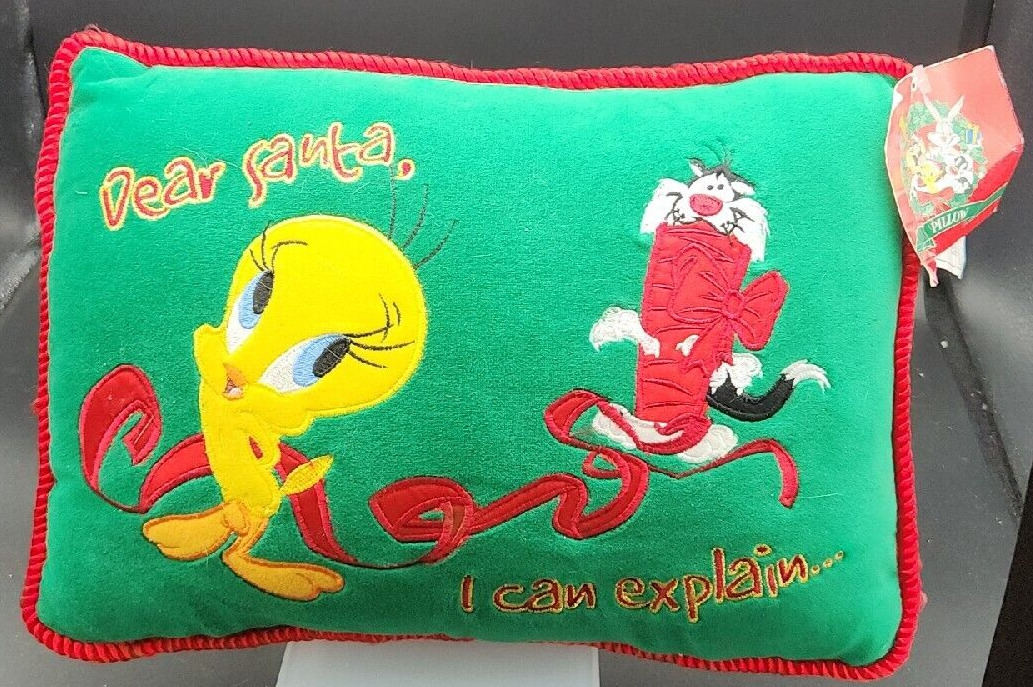 Looney Tunes Tweety And Sylvester Holiday Christmas Pillow Warner Brothers 1990