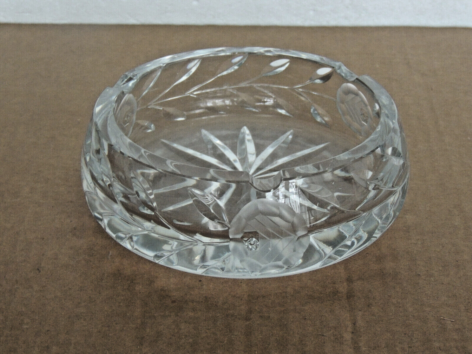 VTG Cut Crystal Large Ashtray  FROM HUNGARY 6.5 DIAMETER 2 1/4 HEIGHT HEAVY 4LB