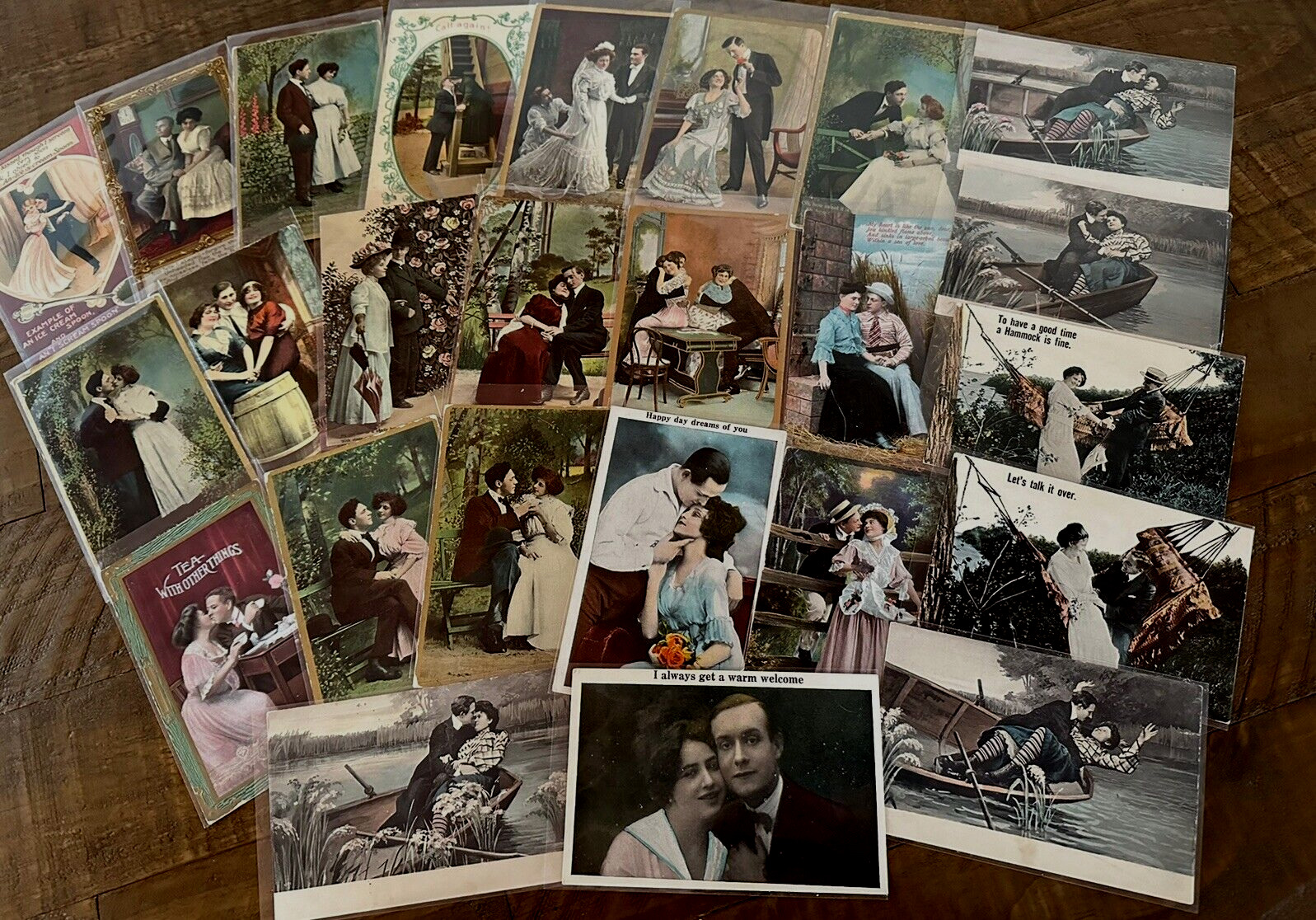 LOT of 25 Early 1900's~ Romance~SENTIMENTAL Lovers COURTSHIP POSTCARDS-h858