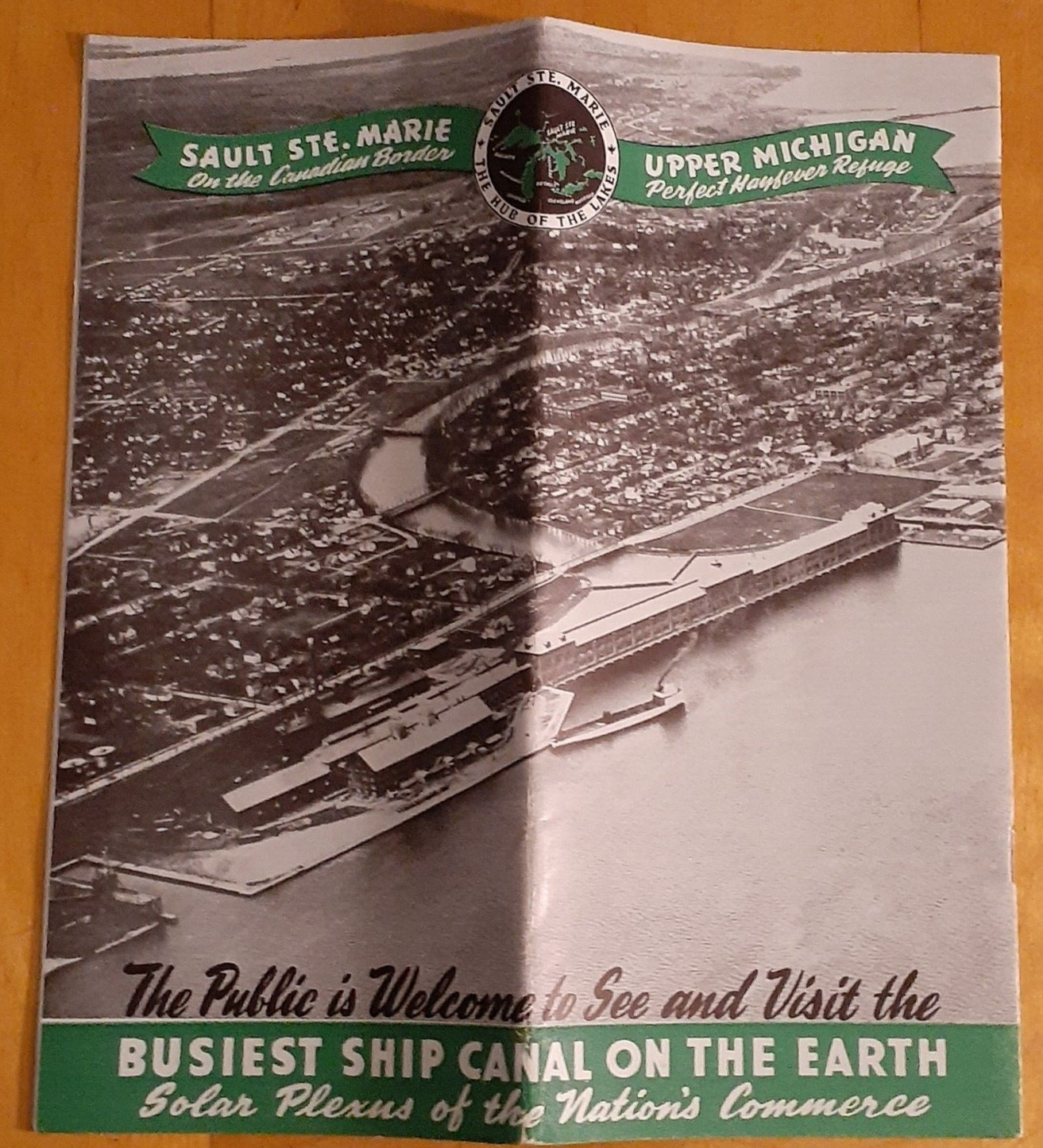 Brochure Sault Ste. Marie Upper Michigan Ship Canal Full Fold Out Ephemera Vtg