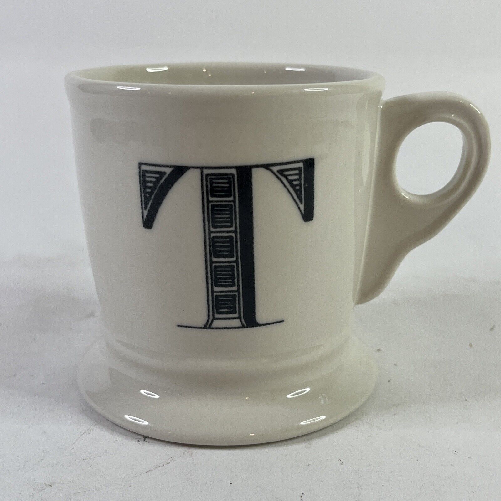 Anthropologie Initial Monogram Letter T Ivory White Ceramic Coffee Tea Mug