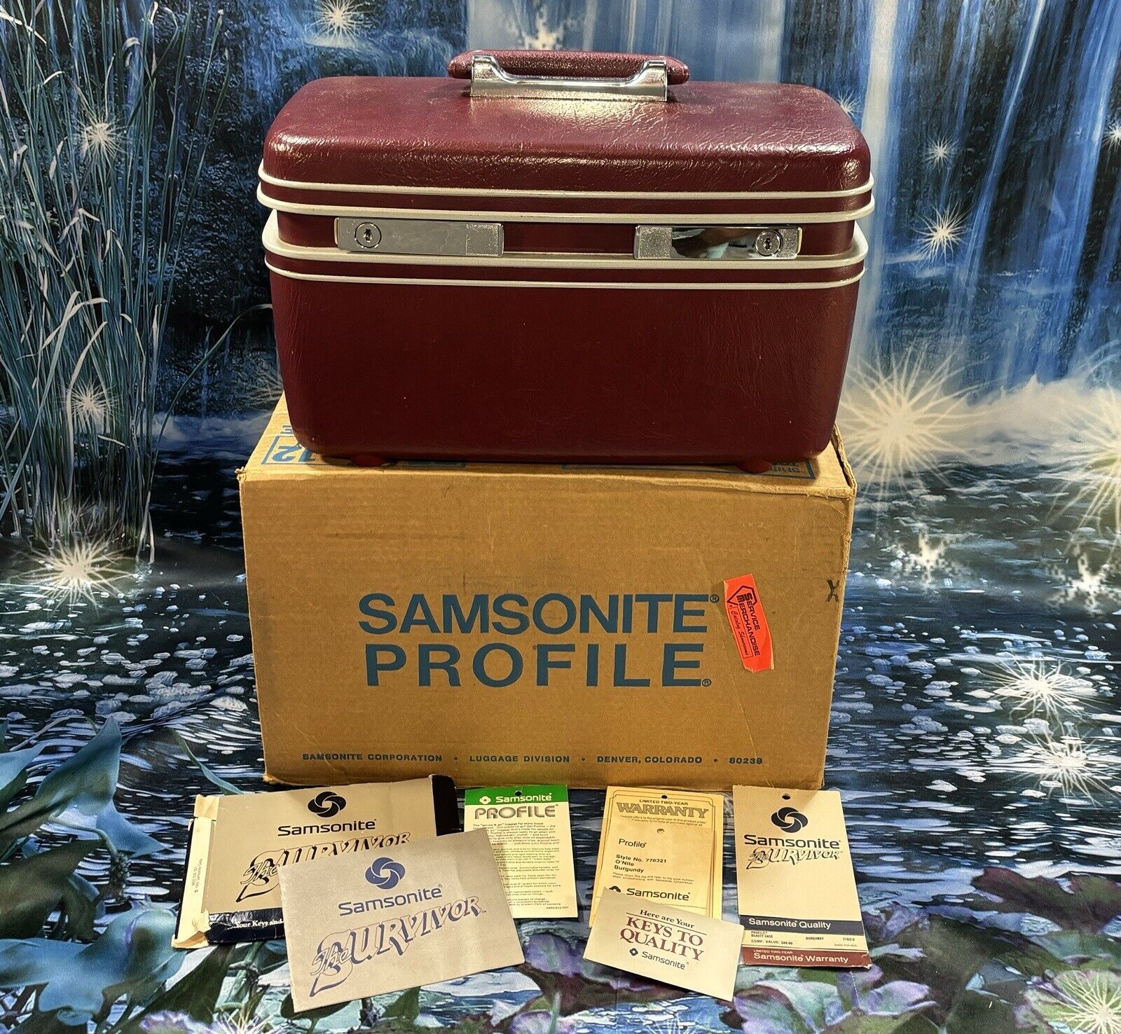 Vintage 1970's SAMSONITE Profile Train Case Luggage w’Key  (Burgundy)