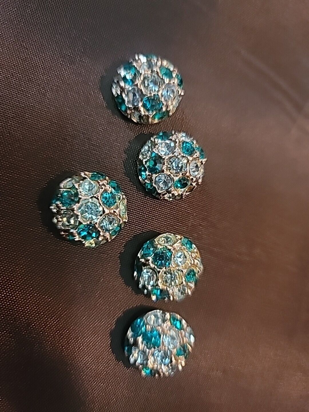 Vintage Blue And Silver Rinstone Buttons