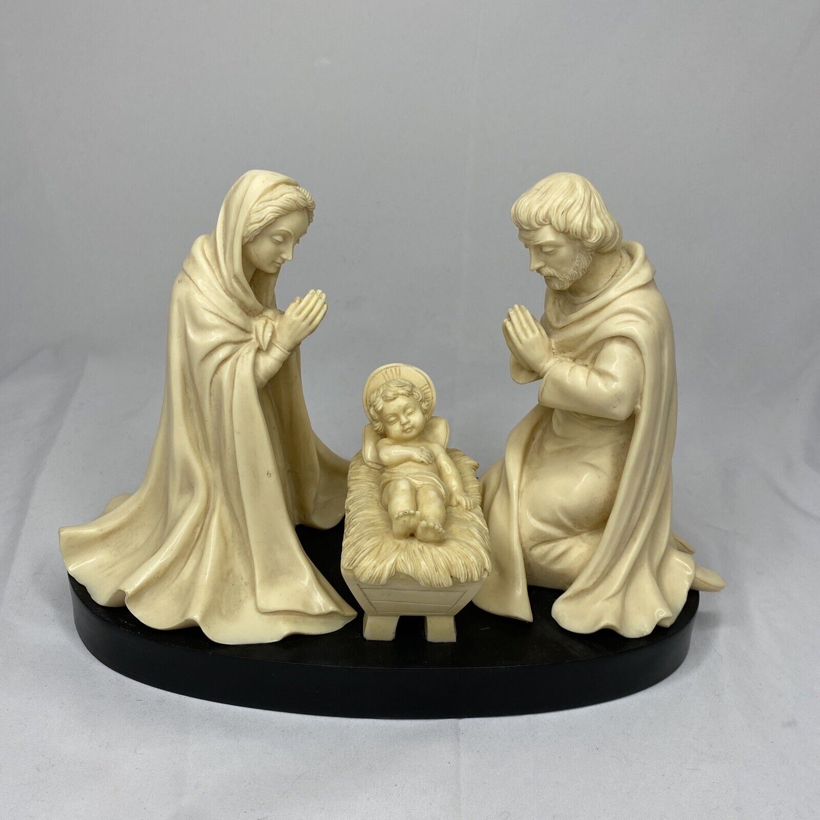 Vintage BIANCHI G Ruggeri Holy Family Set Italy Alabaster Resin Nativity