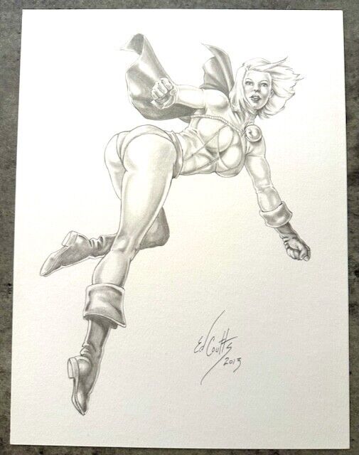 Ed Coutts Power Girl Pencil Commission 9X12