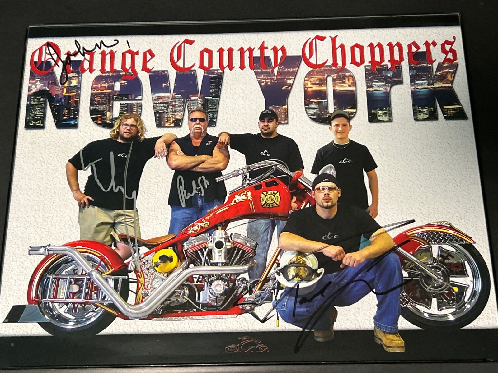 Orange County Choppers Motorcycles Autographed & Framed Picture. 14”x11”