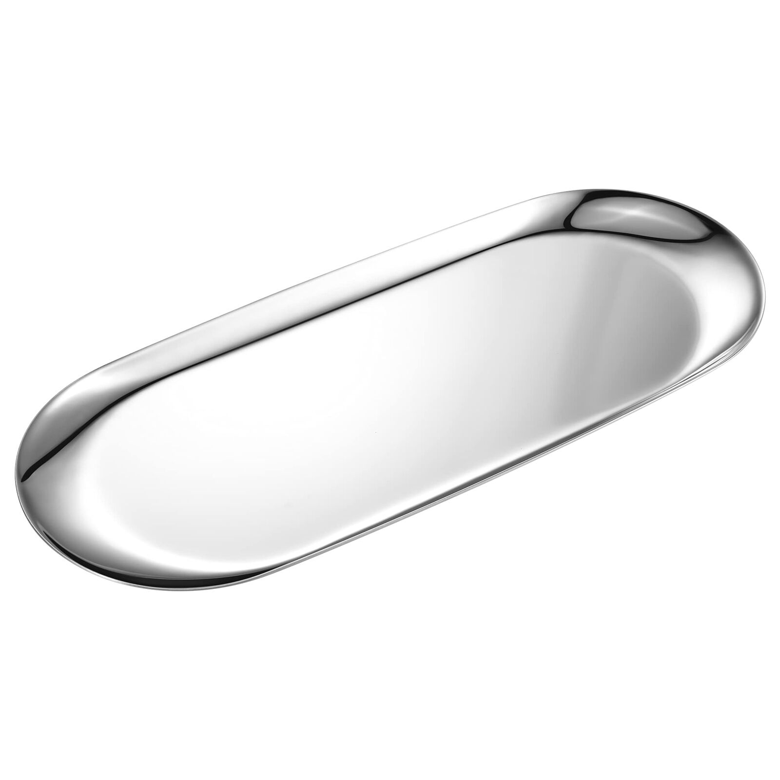Silver Oval Vanity Tray, Stainless Steel Jewelry Tray, Bathroom Tray, Makeup ...