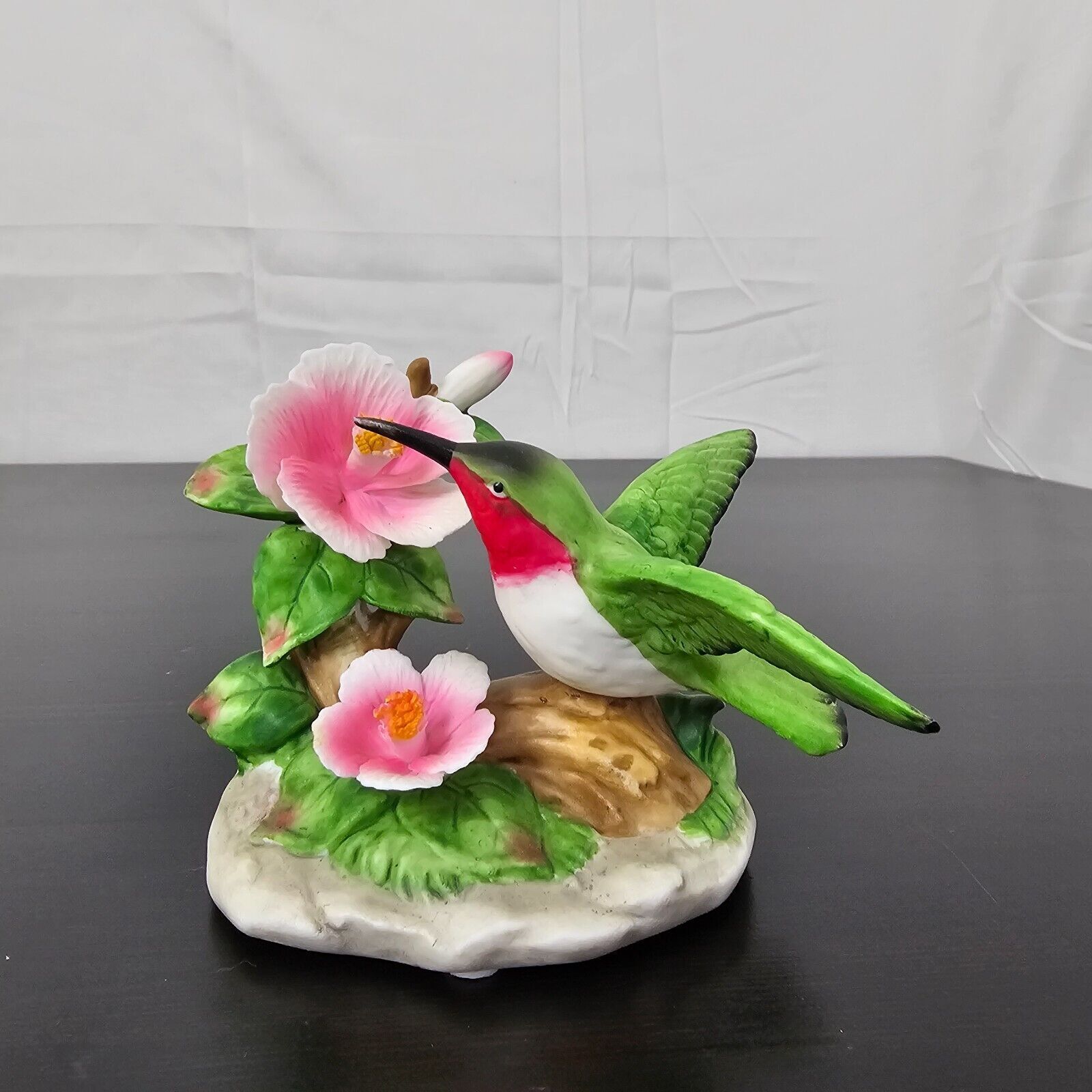 Vintage Porcelain Hummingbird Figurine Wal-Mart Taiwan Flowers Display Porcelain