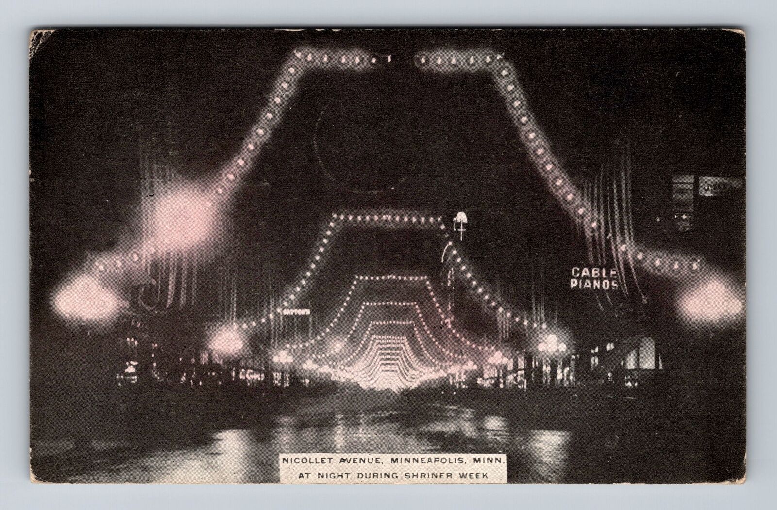 Minneapolis MN-Minnesota, Nicollet Avenue At Night, Vintage c1909 Postcard