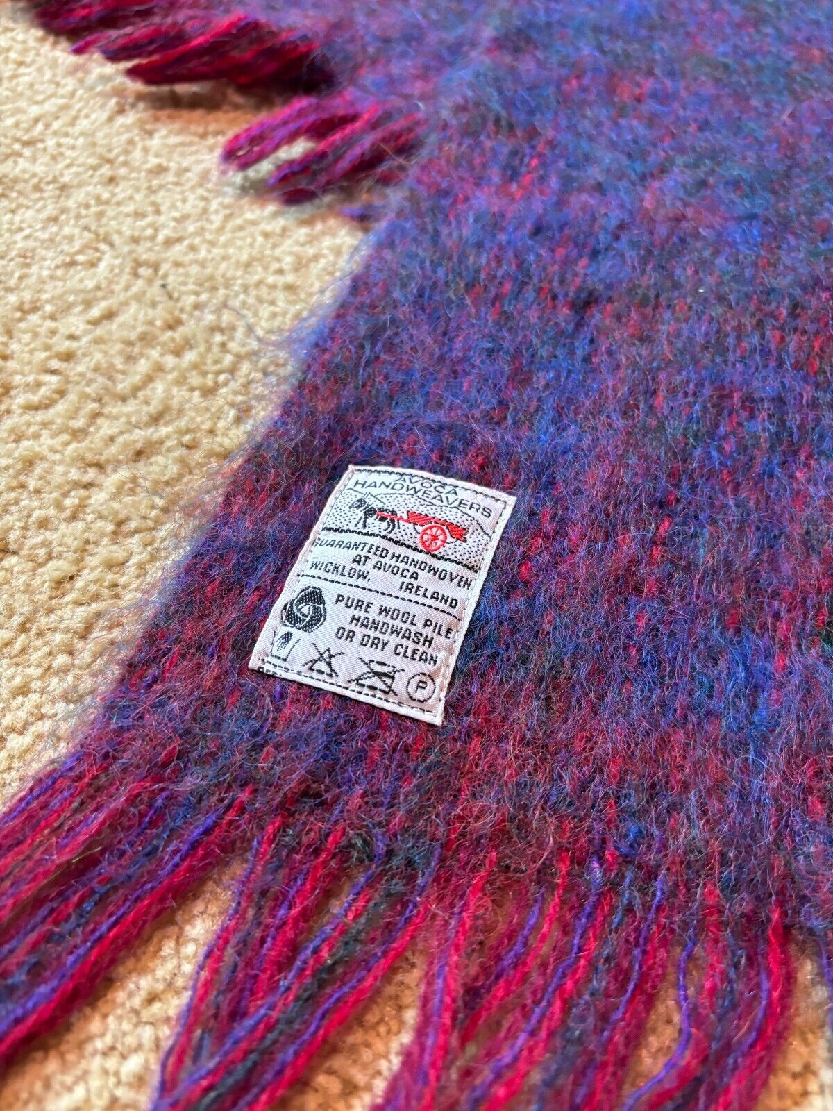Avoca Handweavers Ireland Irish Wool Throw Lap Blanket Plaid Blue Red 58 x 34