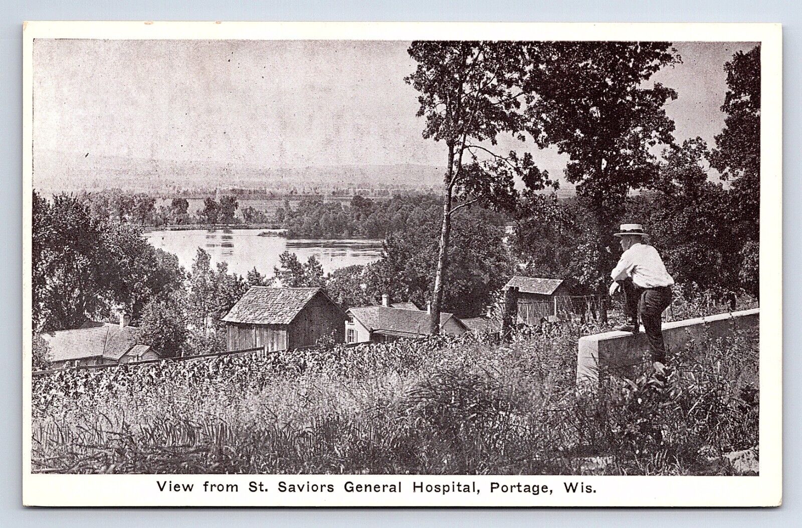 Postcard View From St. Saviors General Hospital Portage Wisconsin WI