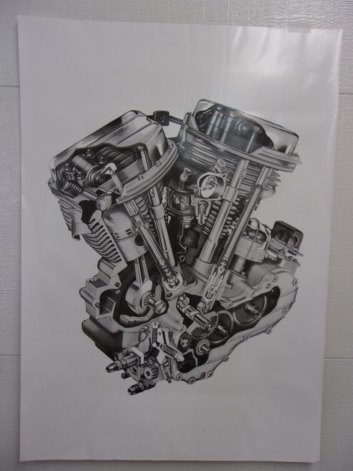HARLEY-PANHEAD ENGINE EXPLODED VIEW FULL SIZE POSTER..WOW