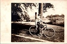 Real Photo Postcard Young Boy with a Bicycle picture