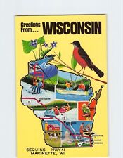 Postcard Wisconsin Map & Attractions Greetings from Wisconsin USA picture