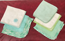 VTG Lot of 5  Shades of GREEN Crochet * Embroidered * Tatted *Lace  Borders picture