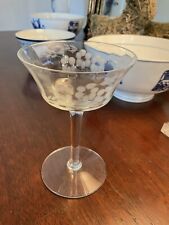 8 Vintage Champagne Coups / Sherbets Gray Floral On Bowl with smooth stem 5 3/4 picture