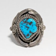 Vintage Navajo Ring Turquoise  Sterling Silver Ring Size 9 Signed SC Used picture