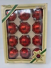 Lot of 12 Vintage Christmas Tree Pyramid Red Glass Ball Ornaments picture
