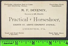 Vintage 1880's MF Deveney Horseshoer Chester Pennsylvania Business Card picture