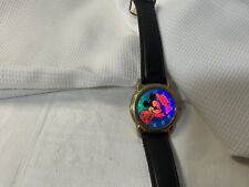 Mickey Mouse Disney Lorus Watch Holographic Vintage Leather Band READ picture