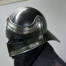 Blackened 18 Gauge Steel Medieval Dark knight Sallet Helmet x-mas gift item picture