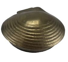 Vintage Brass Jewelry Trinket Box Seashell Clam Shell with Hinged Lid 3.25” box picture