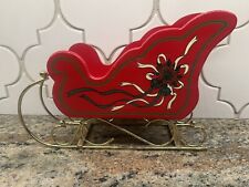 Midwest Christmas Santa Sleigh Centerpiece with Brass Runners Vintage Decor picture