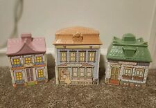 Avon Porcelain Townhouse Canister Collection Ceramic Set Of 3 Vintage See Desc. picture